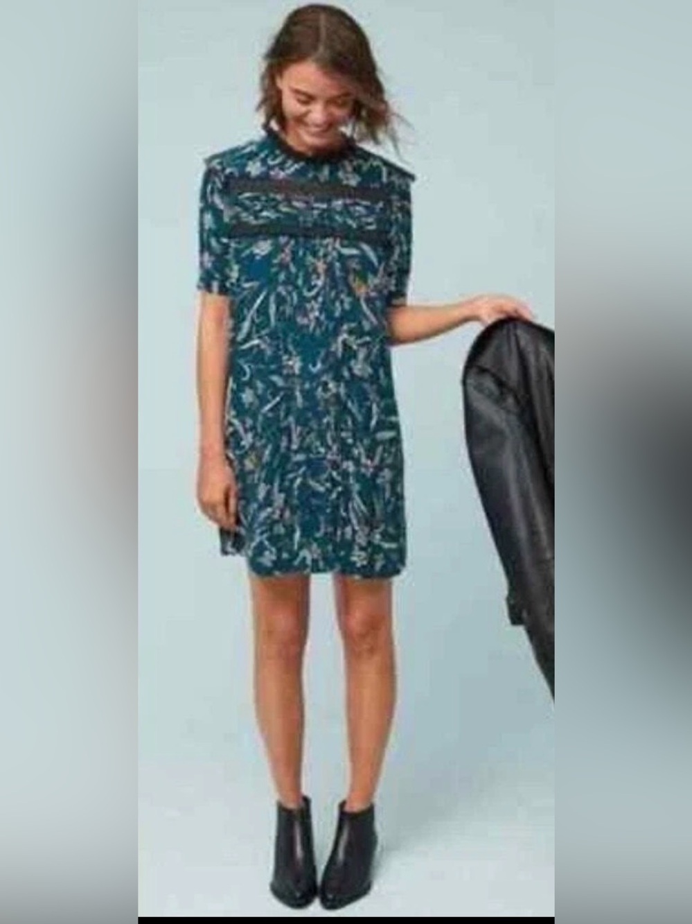 Anthropologie Vineet Bahl Ines Floral Tunic sheer overlay Dress